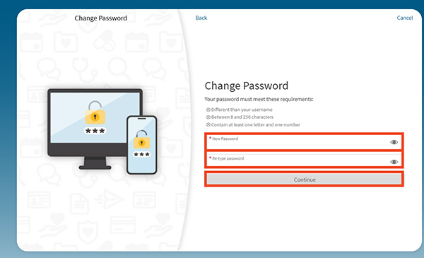 screenshot of MyChart desktop password reset page