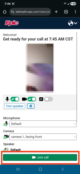 screenshot of Android MyChart mobile app with video preview