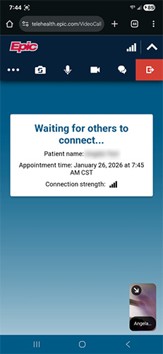 screenshot of Android MyChart mobile app waiting screen