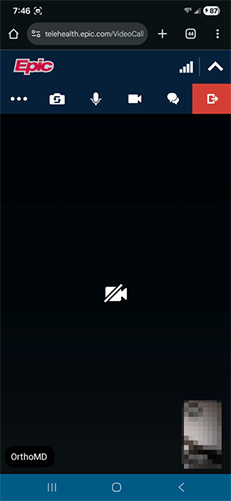 screenshot of Android MyChart app video call