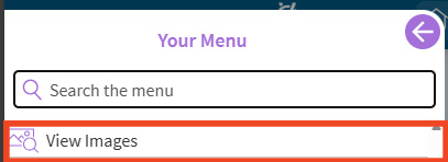 screenshot of MyChart with red box around view images option in menu